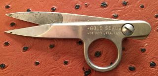 Vintage Gold Seal All Metal Ball Bearing Thread Nipper Scissors Nickel Plated