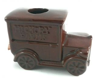 Vintage Hickory Farms Toothpick Holder Brown Delivery Truck Party Picks Matchsti