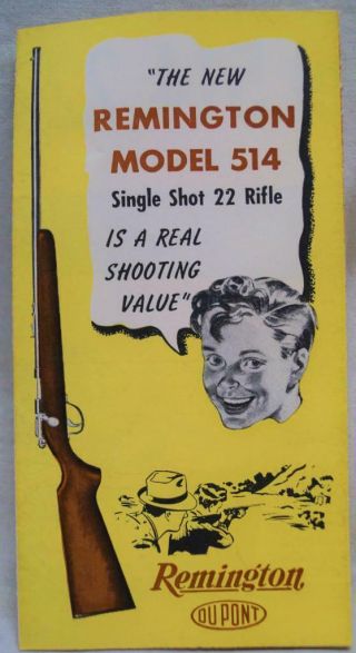 Remington Model 514 Single Shot 22 Rifle Advertising Brochure 1940s Vintage