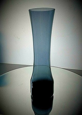 Vintage Mid Century RiihimÄki Style Steel Blue Glass Bud Vase