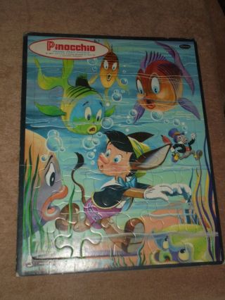 Vtg Walt Disney Whitman Pinocchio 4432 Frame Tray Puzzle Complete