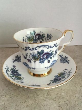 Vintage Royal Windsor Bone China Tea Cup And Saucer Blue Floral England