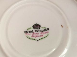 Vintage Royal Windsor Bone China Tea Cup and Saucer Blue Floral England 5