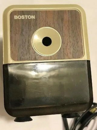 Boston Electric Pencil Sharpener Model 18 296a Wood Grain Vintage