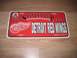 Vintage 1997 Detroit Red Wings Stanley Cup Champions Plastic License Plate