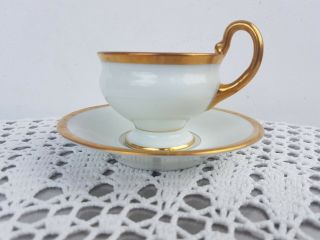 Vintage Thomas German Bavaria Porcelain Coffee Cup & Saucer White & Gold Strip