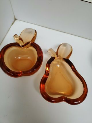 Vintage Amber Glass Apple And Pear Candy Dish/ashtray