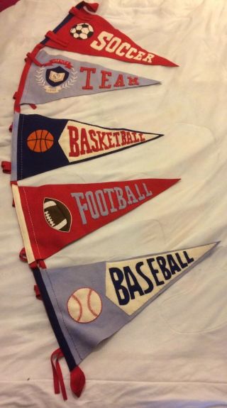 The Company Store Company Kids Vintage Sport 5 Pennant Wall Hanging Vguc