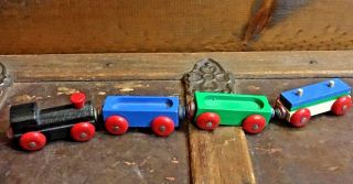 Vintage Wooden Train Engine & 3 Cars For Thomas Brio Wood Track