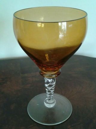 VINTAGE RETRO MURANO ART GLASS GOBLETS IN BROWN AMBER & CLEAR GLASS 2