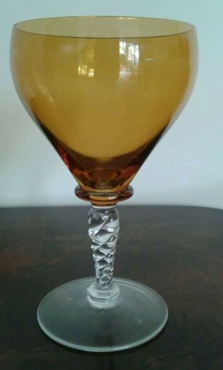 VINTAGE RETRO MURANO ART GLASS GOBLETS IN BROWN AMBER & CLEAR GLASS 4