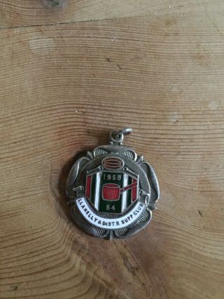 Vintage Enamel Medal Badge Rubgy Llanelli & Dist Supporters Club 1952 - 55 Welsh