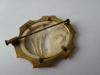 Vintage Celluloid picture scene brooch - sail ship and desert island 4