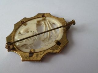 Vintage Celluloid picture scene brooch - sail ship and desert island 5