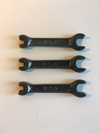 3 X Vintage Motorcycle Bsa Stepped Spanners - Set -