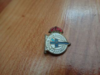 Classic Vintage Deportivo La Coruna Spain Crest Football Buttonhole Pin Badge