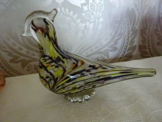 Vintage Retro Murano Glass Bird Multi Colured Large Paperweight Ornament 20cm Lo