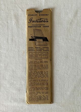 Vintage Stanley Gibbons Instanta Transparent Perforation Gauge,  Packet