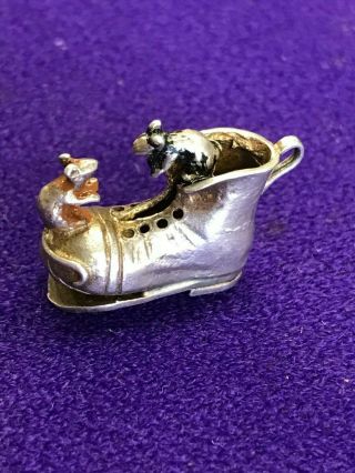Vintage Mice In A Shoe Charm Detailed 4.  4 Grams Silver