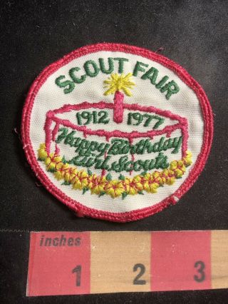 Vtg 1912 - 1977 Happy Birthday Girl Scouts Scout Fair Cake & Candle Patch C89u