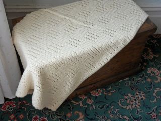 Yellow Lemon Hand Knitted Blanket Baby Vintage 133 Cm By 152 Cm Knees Throw