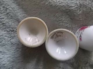 Vintage Set of 3 Porcelain Egg Cups L&M Bondware Pompadour Rose w/ Gold Trim 2 