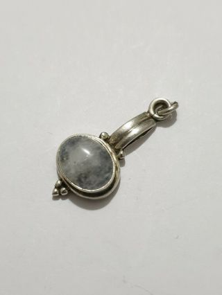 Fine Vintage Grey Stone Pendant 925 Solid Sterling Silver