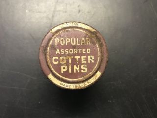 Vintage Assorted Popular Cotter Pins And Tin No.  100