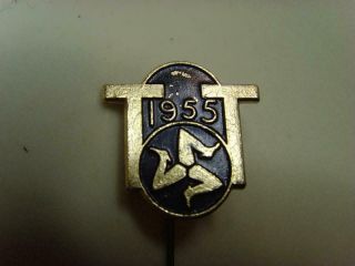 Vintage Isle Of Man 1955 Tt Pin Badge (damage - Some Paint Loss)