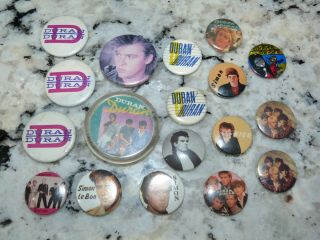 18 X Vintage 1980s/90s Duran Duran Simon Le Bon Badges Pins Pinback Buttons