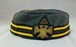 Vintage 32 Degree Masonic Lodge Scottish Rite Freemason Double Eagle Cap Hat