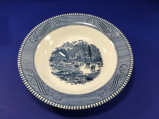 Vintage,  Currier And Ives 8 - 1/2 " Soup Bowl,  " Early Winter ",  Royal China,  Usa