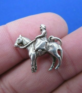 Vintage 925 Sterling Silver Charm Royal The Queen On Horseback 3.  1 G