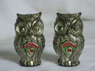 Vintage Salt & Pepper Shakers Wise Old Owl Indiana Souvenir Owls Hong Kong