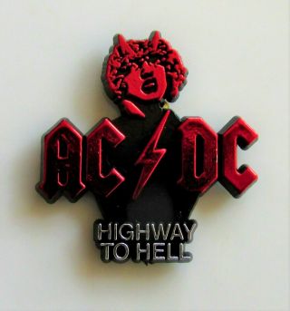 Ac/dc Highway To Hell Shaped Plastic Pin Badge From The 1980 