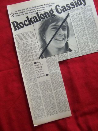 David Cassidy 1973 Vintage Clipping British Tour Music Press