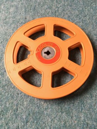 Vintage Cecolite 400ft 16mm Orange Plastic Movie Film Reel Spool P&p