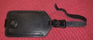 Vintage Ll Bean Black Leather Travel Bag Id Tag