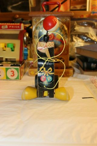 Vintage 1960 ' s Fisher Price SUZIE SEAL Wood Wooden Pull Toy 2