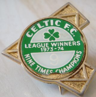 Celtic Fc Vintage 1974 League Winners Insert Type Badge Brooch Pin 33mm X 36mm