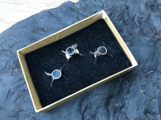 Fab Boxed Set Of 3 Vintage Screw Top Collar Dress Studs Buttons Silver Tone