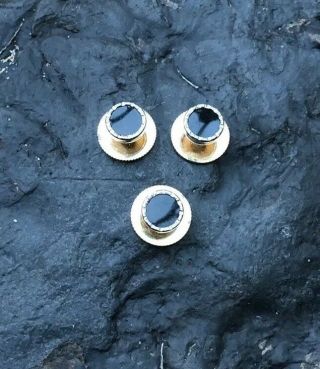 Fab boxed set of 3 vintage screw top collar dress studs buttons silver tone 4