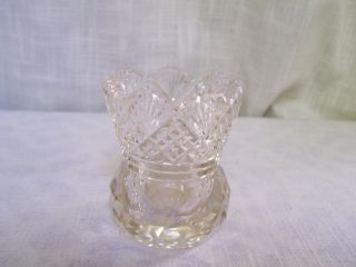 Vintage Pressed Crystal Glass Toothpick Holder Diamond Fan Pattern