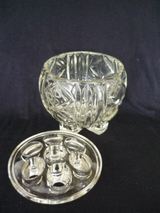 Vintage Heavy Glass Posy Bowl With Glass Stem Separater 4.  1/4  Rim & 4  Tall