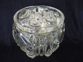 VINTAGE HEAVY GLASS POSY BOWL WITH GLASS STEM SEPARATER 4.  1/4  RIM & 4  TALL 2