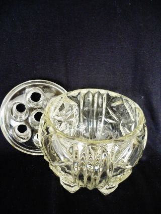 VINTAGE HEAVY GLASS POSY BOWL WITH GLASS STEM SEPARATER 4.  1/4  RIM & 4  TALL 3