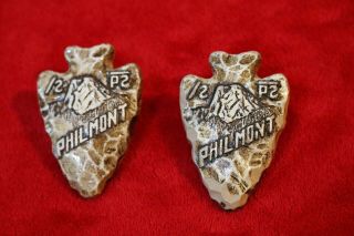 2 Bsa Neckerchief Slides Philmont Scout Ranch Vintage Boy Scouts America