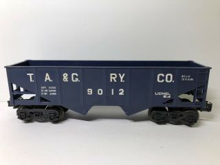 Vintage Lionel O O - 27 Scale T A & G Ry.  Co.  9012 Hopper Car Made In Usa