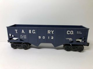 Vintage Lionel O O - 27 Scale T A & G RY.  CO.  9012 Hopper Car Made in USA 2