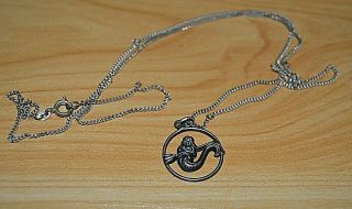 Vintage 835 Silver Zodiac Pendant Aquarius With The Chain